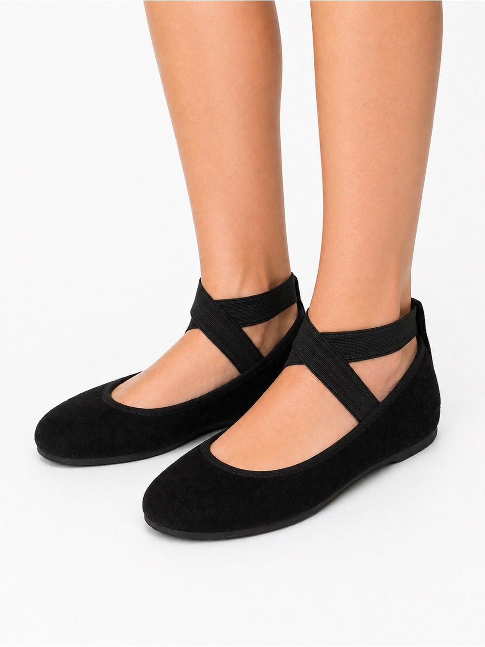 SO Suede Ballerina Flats Black Mary Jane Size 6.5 Minimal Classic